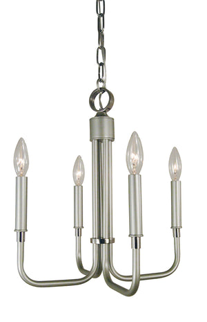 Framburg - 4954 SP/PN - Four Light Chandelier - Lara - Satin Pewter with Polished Nickel Accents