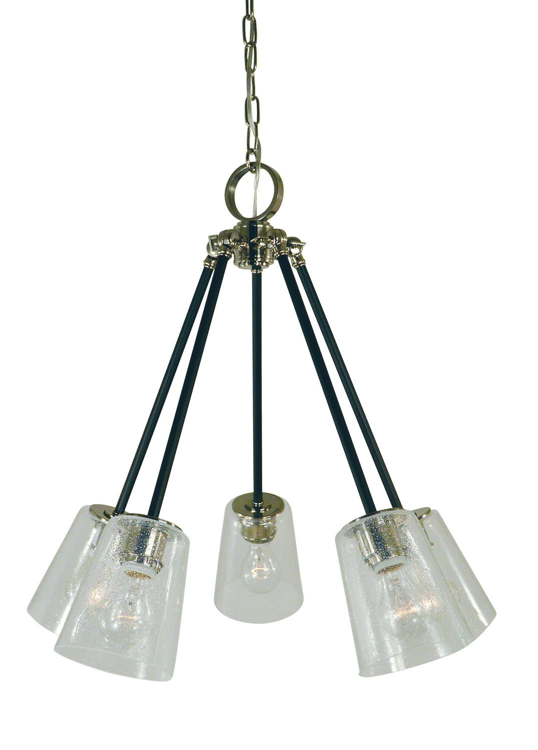 Framburg - 4999 PN/MBLACK - Five Light Chandelier - Felix - Polished Nickel with Matte Black Accents