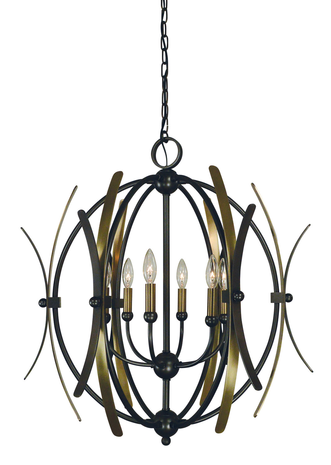 Framburg - 5055 MB/AB - Six Light Chandelier - Monique - Mahogany Bronze with Antique Brass Accents