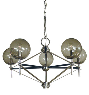 Framburg - 5065 PN/MBLACK - Five Light Chandelier - Calista - Polished Nickel with Matte Black Accents