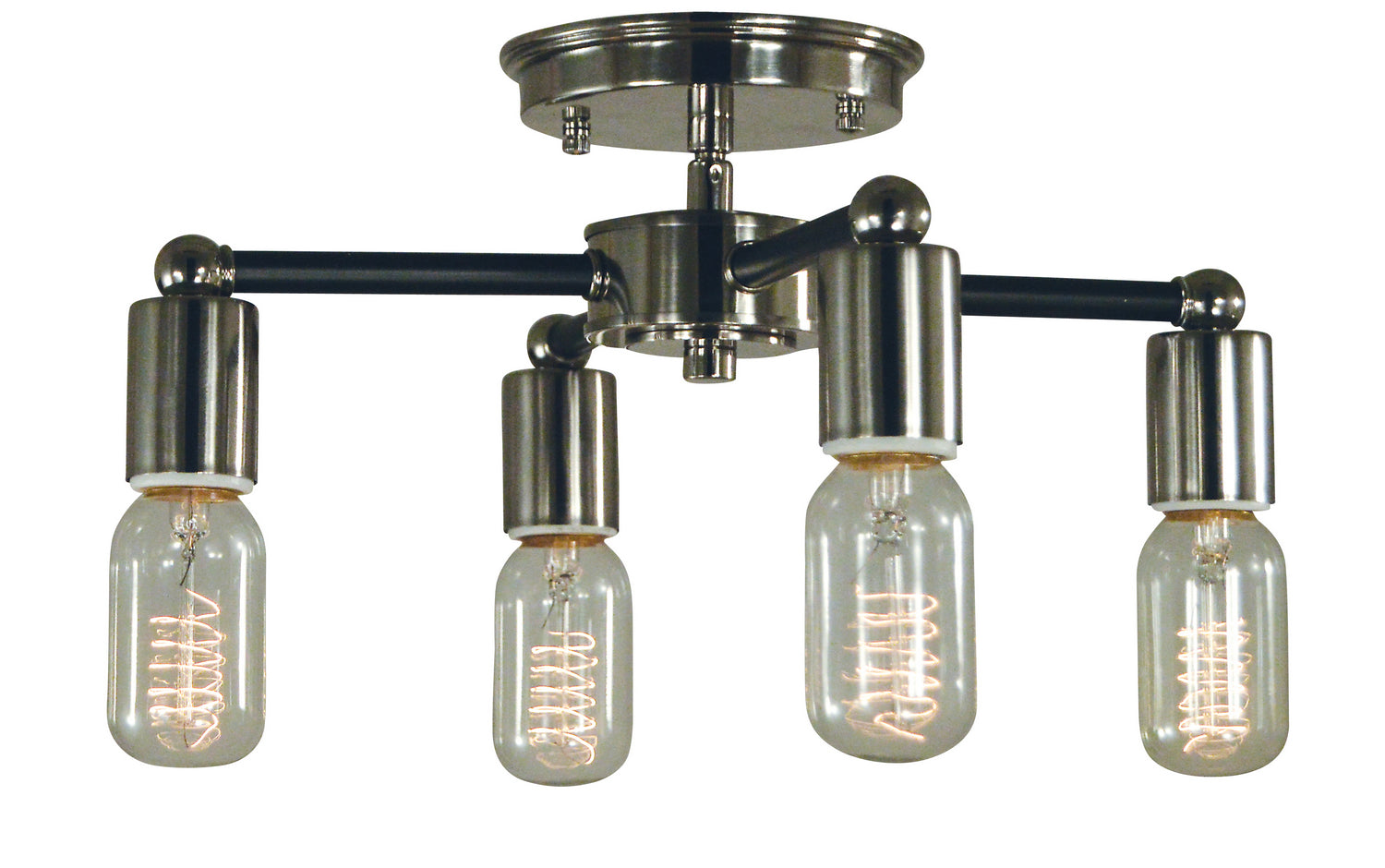 Framburg - 5080 PN/MBLACK - Four Light Flush / Semi-Flush Mount - Nebula - Polished Nickel with Matte Black Accents