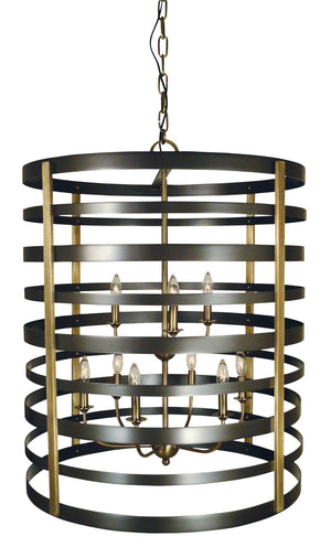 Framburg - 5098 MB/AB - Nine Light Foyer Chandelier - Pastoral - Mahogany Bronze with Antique Brass Accents