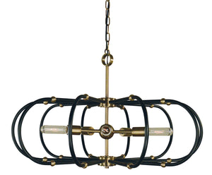 Framburg - 5105 AB/MBLACK - Five Light Chandelier - Pulsar - Antique Brass with Matte Black Accents