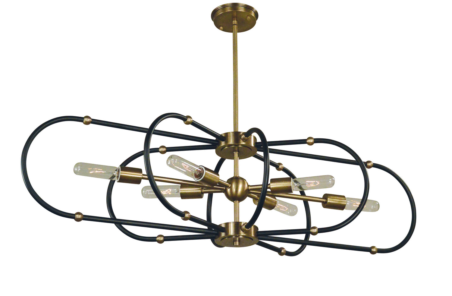 Framburg - 5106 AB/MBLACK - Six Light Chandelier - Pulsar - Antique Brass with Matte Black Accents