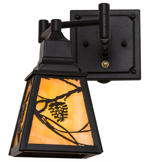 Meyda Tiffany - 165430 - One Light Wall Sconce - Whispering Pines - Black Metal