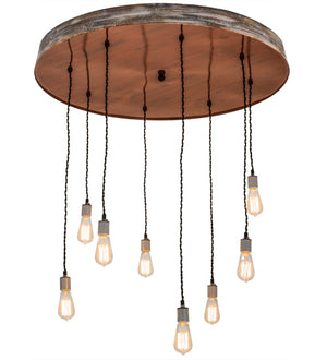 Meyda Tiffany - 165838 - Eight Light Pendant - Alva - Hand Painted Oak & Weather Wicker