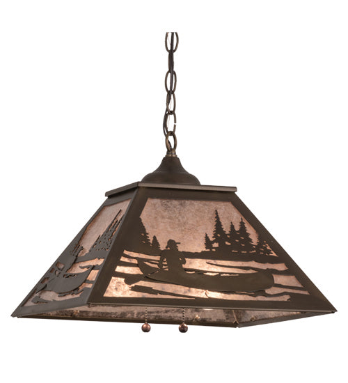 Meyda Tiffany - 166329 - Two Light Pendant - Canoe At Lake - Antique Copper