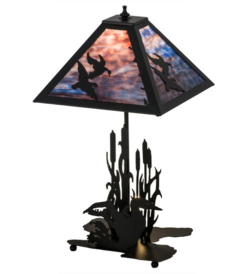 Meyda Tiffany - 170687 - Two Light Table Lamp - Ducks In Flight - Black Metal