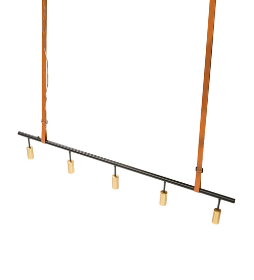 Meyda Tiffany - 217279 - Five Light Pendant - Graton - Matte Black And Satin Brass