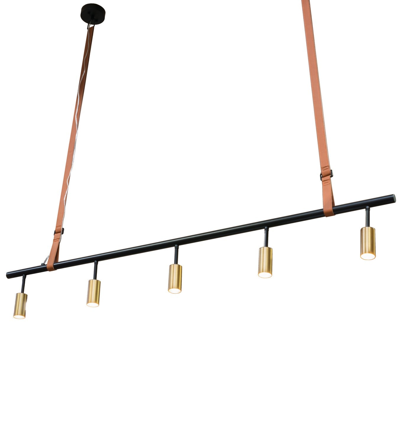 Meyda Tiffany - 217279 - Five Light Pendant - Graton - Matte Black And Satin Brass