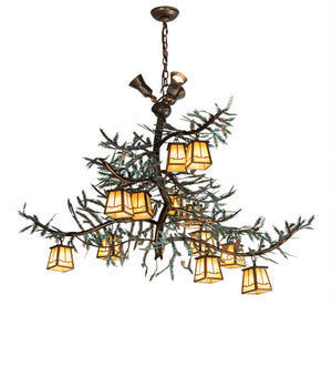 Meyda Tiffany - 218222 - 15 Light Chandelier - Pine Branch - Antique Copper And Green Pine Needles