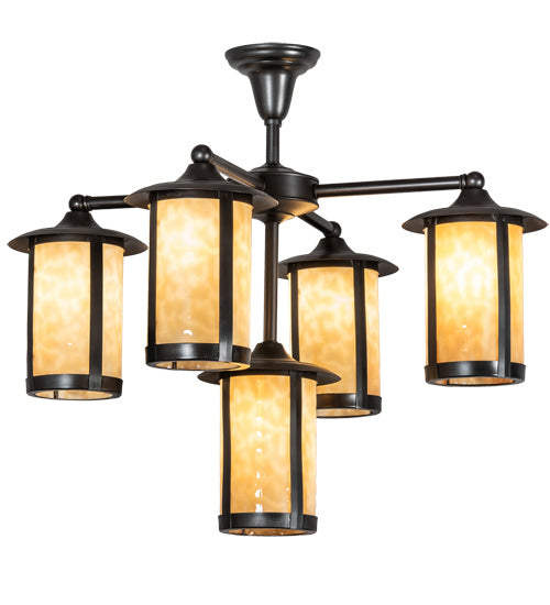 Meyda Tiffany - 218223 - Five Light Chandelier - Fulton - Craftsman Brown