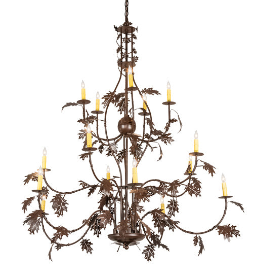 Meyda Tiffany - 219577 - 15 Light Chandelier - Oak Leaf - Cafe Noir