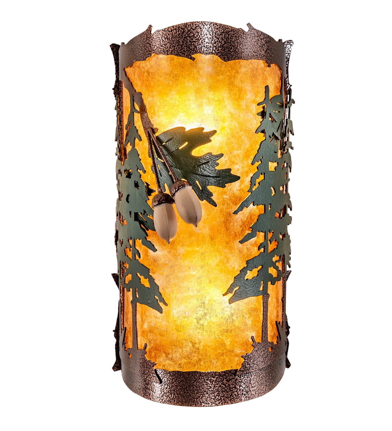 Meyda Tiffany - 219633 - Two Light Wall Sconce - Oak Leaf & Acorn - New Copper Vein/Green Trees