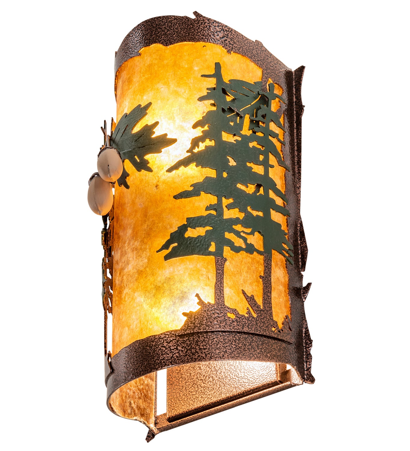 Meyda Tiffany - 219633 - Two Light Wall Sconce - Oak Leaf & Acorn - New Copper Vein/Green Trees