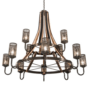 Meyda Tiffany - 219854 - 12 Light Chandelier - Barrel Stave - Timeless Bronze And Charred Wood