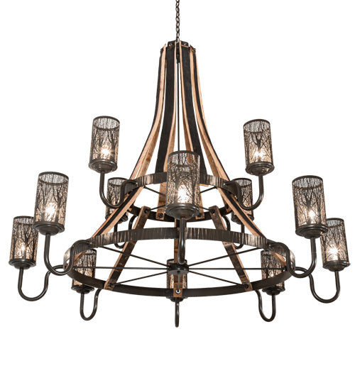 Meyda Tiffany - 219854 - 12 Light Chandelier - Barrel Stave - Timeless Bronze And Charred Wood