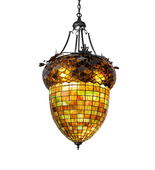 Meyda Tiffany - 220846 - Three Light Pendant - Greenbriar Oak - Textured Black