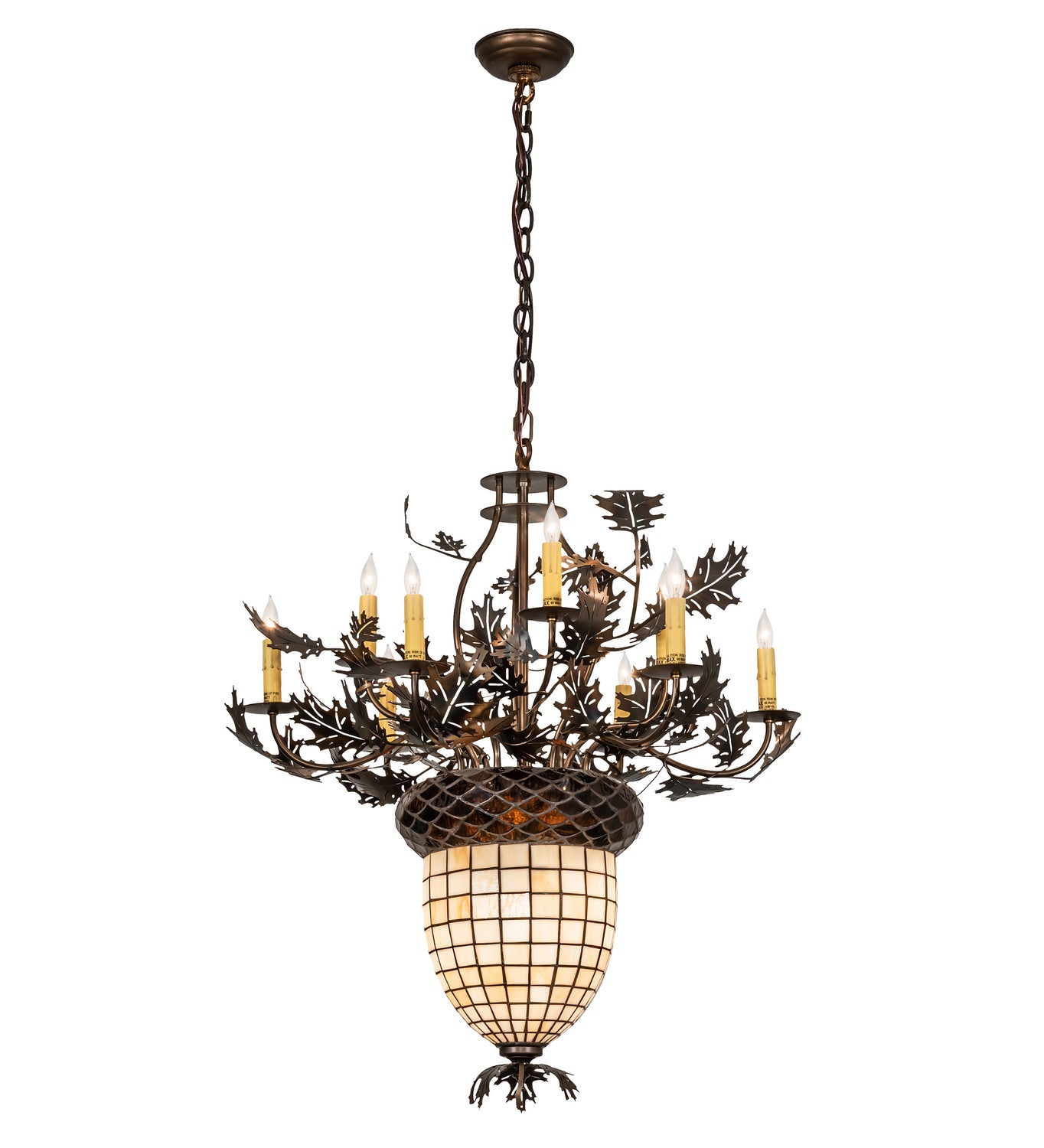 Meyda Tiffany - 221201 - 11 Light Chandelier - Oak Leaf & Acorn - Antique Copper