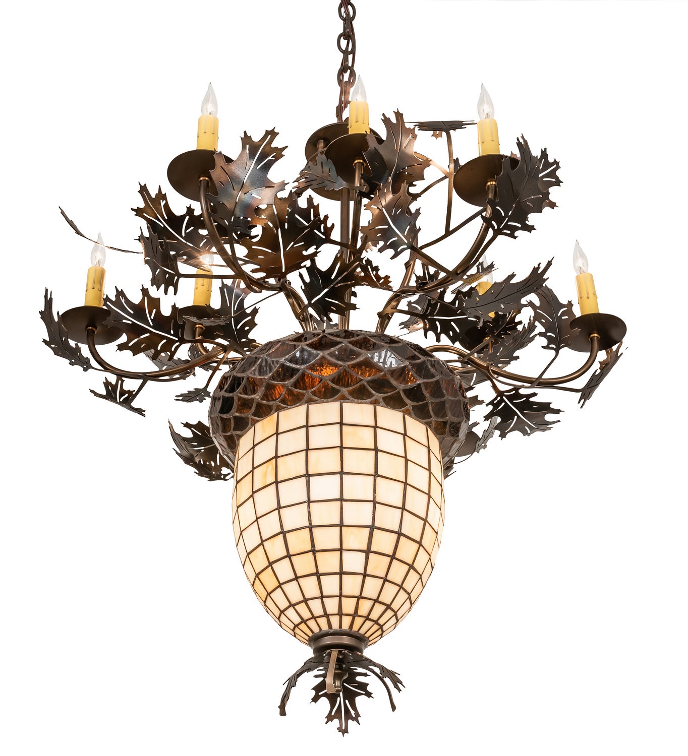 Meyda Tiffany - 221201 - 11 Light Chandelier - Oak Leaf & Acorn - Antique Copper