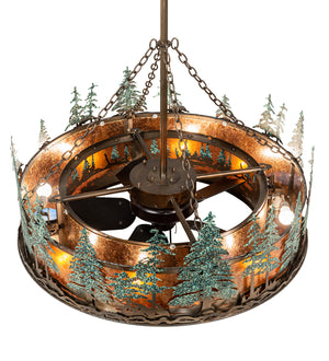 Meyda Tiffany - 222081 - 12 Light Chandel-Air - Tall Pines - Antique Copper With Green Trees