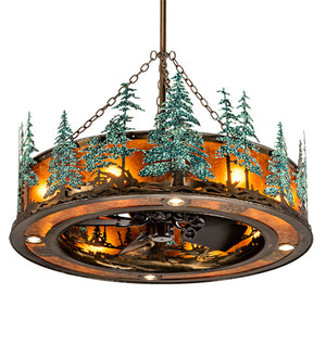 Meyda Tiffany - 222081 - 12 Light Chandel-Air - Tall Pines - Antique Copper With Green Trees