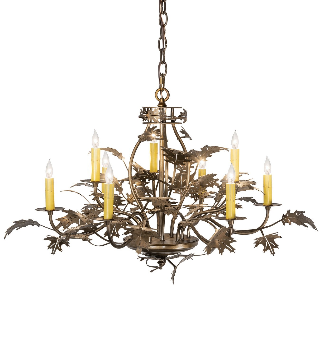 Meyda Tiffany - 225725 - Nine Light Chandelier - Oak Leaf - Antique Copper