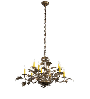 Meyda Tiffany - 225725 - Nine Light Chandelier - Oak Leaf - Antique Copper