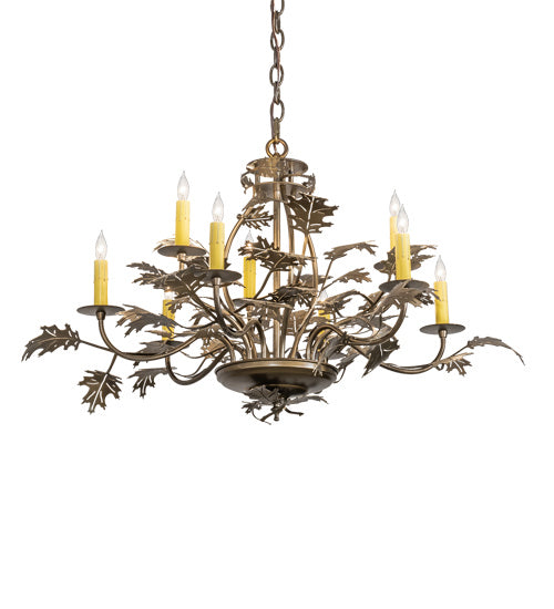 Meyda Tiffany - 225725 - Nine Light Chandelier - Oak Leaf - Antique Copper