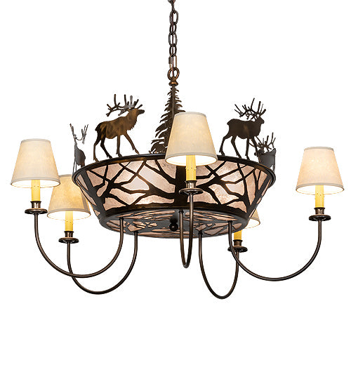 Meyda Tiffany - 225914 - Eight Light Chandelier - Elk On The Loose - Antique Copper