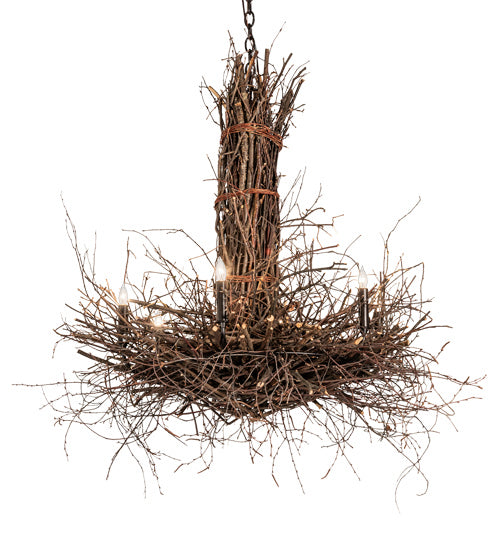 Meyda Tiffany - 226214 - Six Light Chandelier - Twigs - Dark Bronze