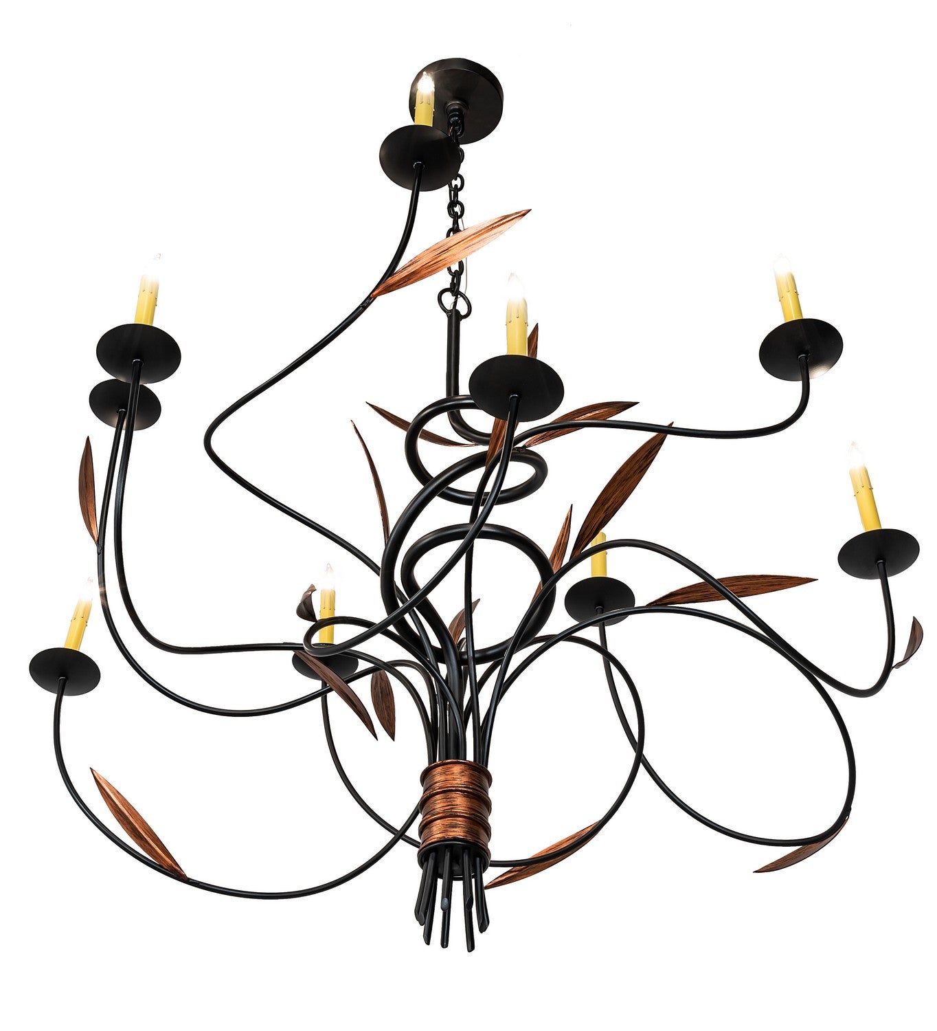 Meyda Tiffany - 227898 - Nine Light Chandelier - Layla - Blackwash & Cimarron Bronze