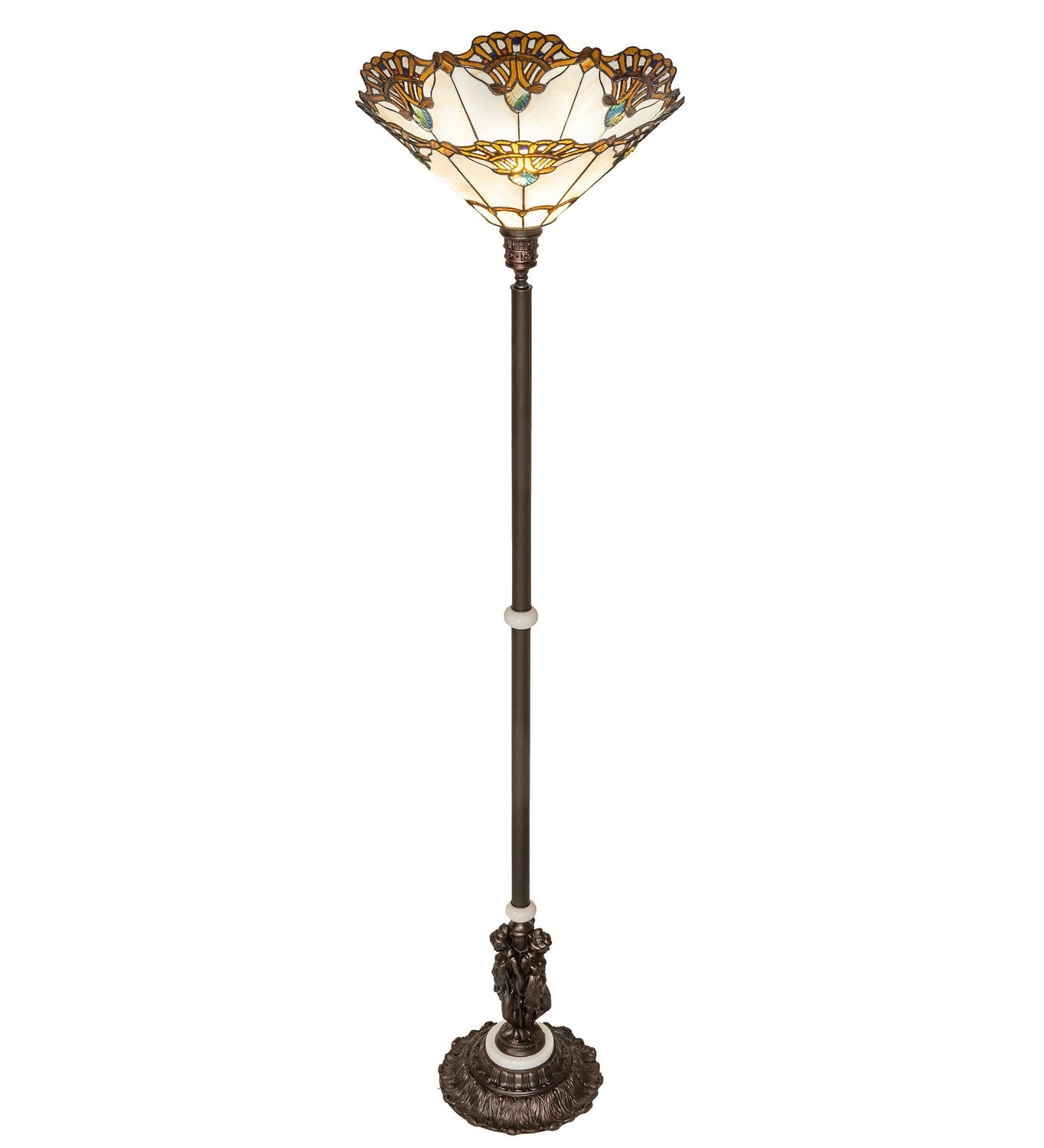 Meyda Tiffany - 228408 - One Light Floor Lamp - Shell With Jewels - Mahogany Bronze