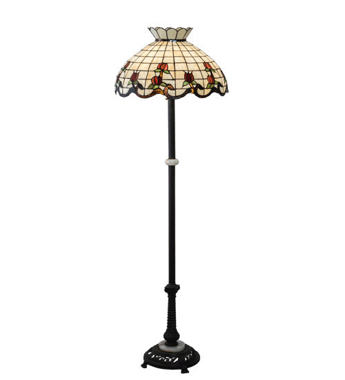 Meyda Tiffany - 228514 - Three Light Floor Lamp - Roseborder - Mahogany Bronze