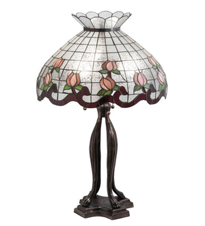 Meyda Tiffany - 228799 - Three Light Table Lamp - Roseborder - Mahogany Bronze