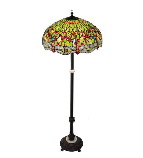 Meyda Tiffany - 228851 - Three Light Floor Lamp - Tiffany Hanginghead Dragonfly - Mahogany Bronze