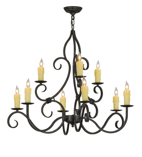 Meyda Tiffany - 228942 - Nine Light Chandelier - Clayton - Antique Iron Gate