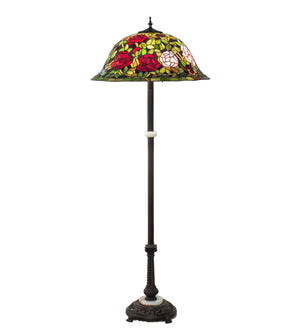 Meyda Tiffany - 229110 - Three Light Floor Lamp - Tiffany Rosebush - Mahogany Bronze