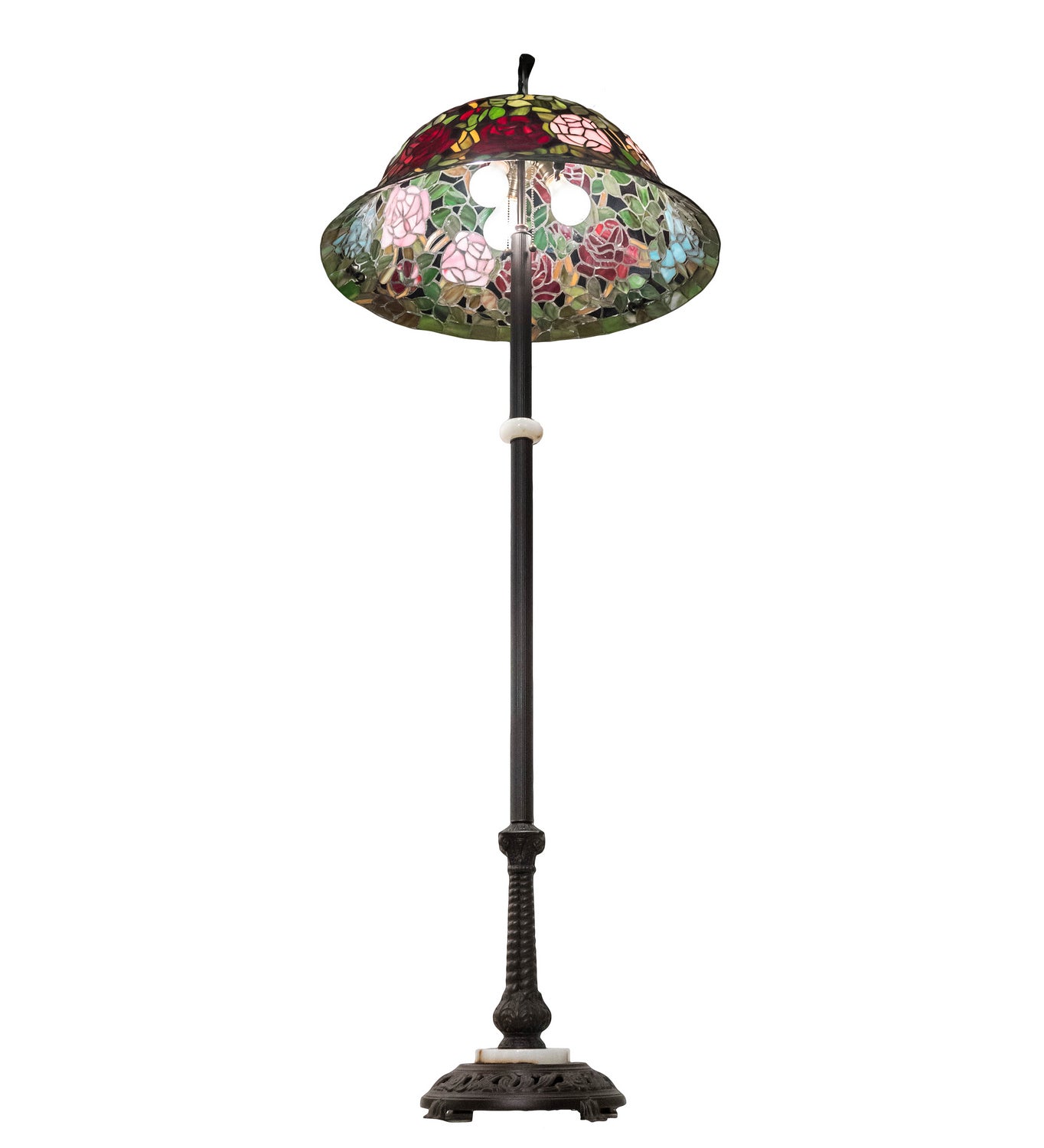 Meyda Tiffany - 229110 - Three Light Floor Lamp - Tiffany Rosebush - Mahogany Bronze