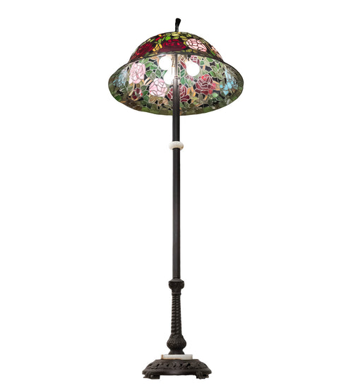 Meyda Tiffany - 229110 - Three Light Floor Lamp - Tiffany Rosebush - Mahogany Bronze