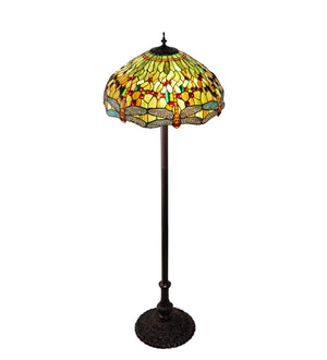 Meyda Tiffany - 229131 - Three Light Floor Lamp - Tiffany Hanginghead Dragonfly - Mahogany Bronze