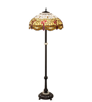 Meyda Tiffany - 229132 - Three Light Floor Lamp - Tiffany Hanginghead Dragonfly - Mahogany Bronze