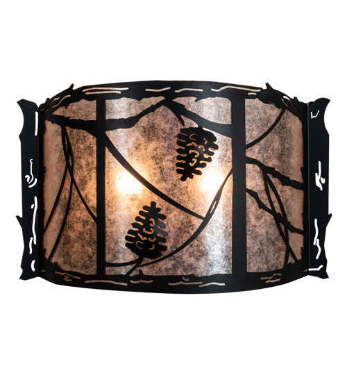 Meyda Tiffany - 229135 - Two Light Wall Sconce - Whispering Pines - Solar Black