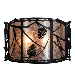 Meyda Tiffany - 229135 - Two Light Wall Sconce - Whispering Pines - Solar Black