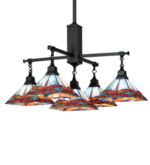 Meyda Tiffany - 230380 - Five Light Chandelier - Prairie Dragonfly - Craftsman Brown