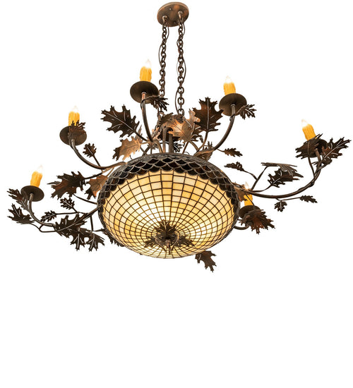 Meyda Tiffany - 230422 - Eight Light Chandelier - Greenbriar Oak - Old Copper Pot