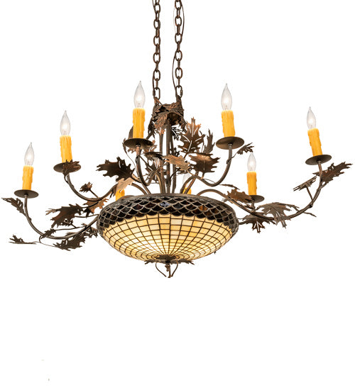 Meyda Tiffany - 230422 - Eight Light Chandelier - Greenbriar Oak - Old Copper Pot