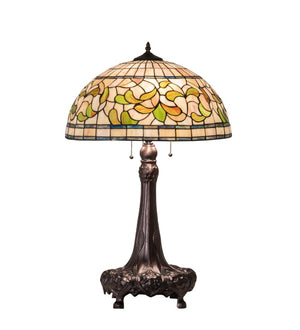 Meyda Tiffany - 230449 - Three Light Table Lamp - Tiffany Turning Leaf - Mahogany Bronze