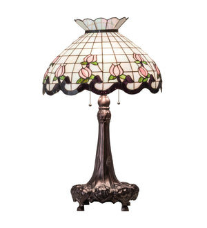 Meyda Tiffany - 230471 - Three Light Table Lamp - Roseborder - Mahogany Bronze