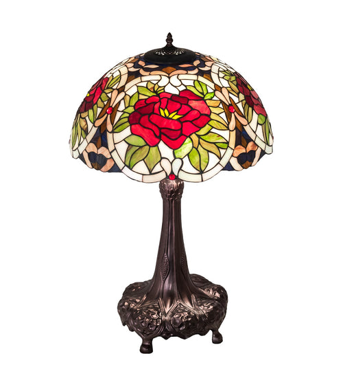 Meyda Tiffany - 230476 - Three Light Table Lamp - Renaissance Rose - Mahogany Bronze